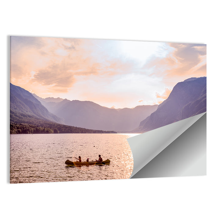 Lake Bohinj Canoe at Sunset Wall Art as a poster print