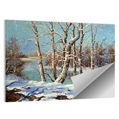 Trees Along River Winter Landscape Wall Art