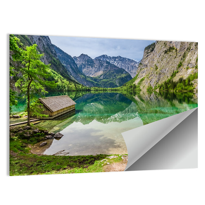 Obersee Boathouse Reflection Wall Art as a poster print