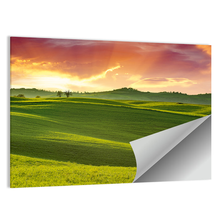 Tuscany Rolling Hills Sunset Wall Art as a poster print
