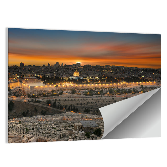 Jerusalem Sunset Over Temple Mount Wall Art as a poster print