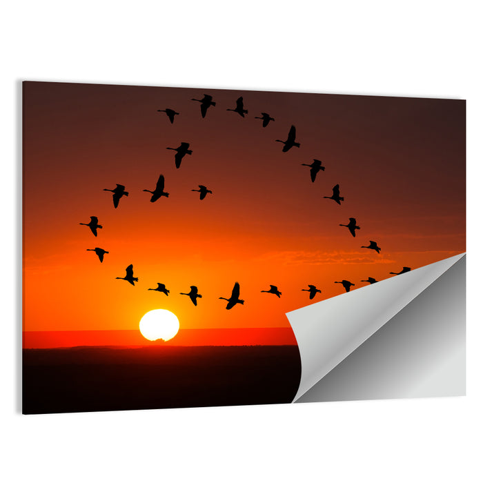 Heart-shaped Flock of Birds Wall Art as a poster print