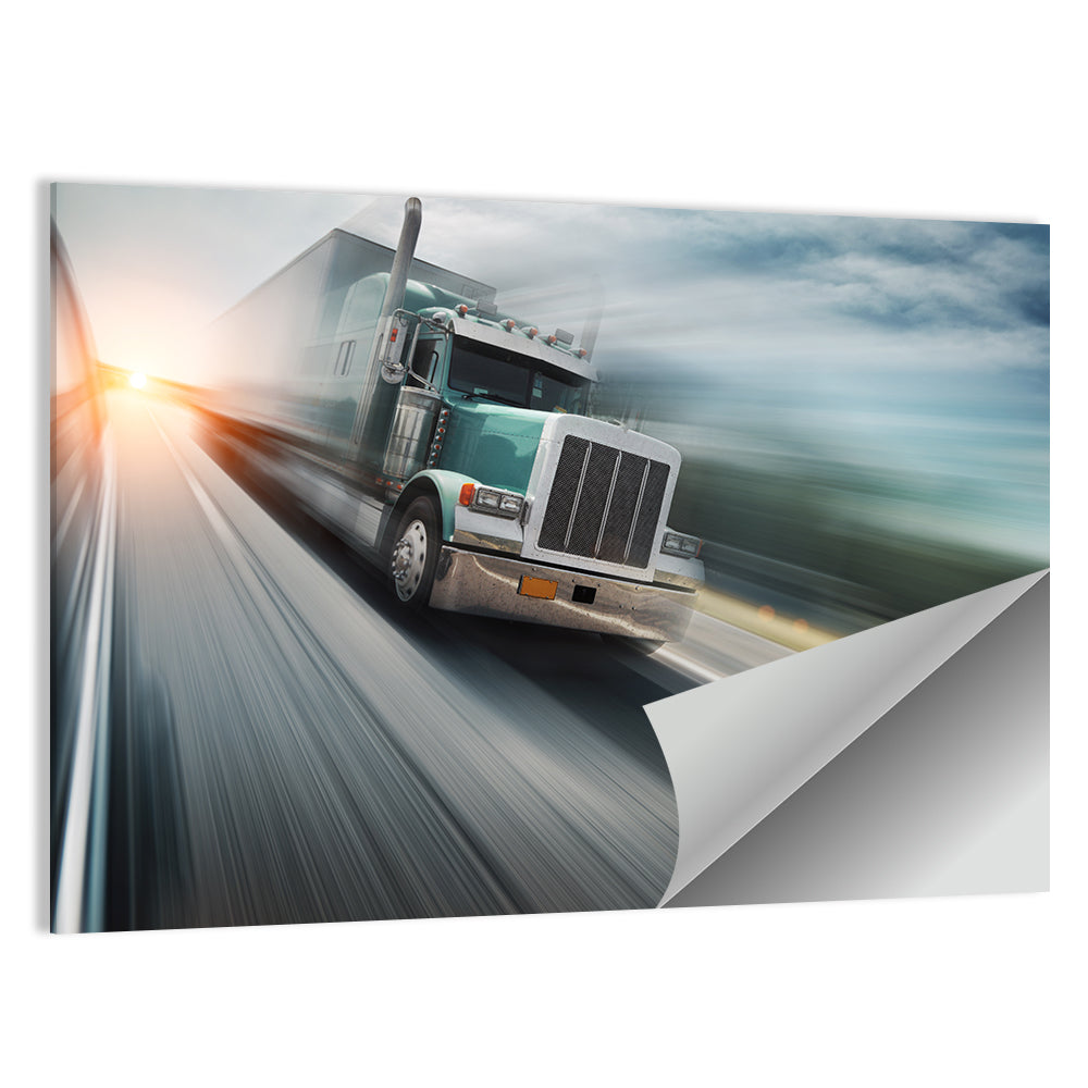 American Semi Truck in Motion Wall Art