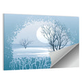 Moonlit Winter Tree Illustration Wall Art