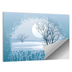 Moonlit Winter Tree Illustration Wall Art