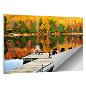 Autumn Lake Wooden Dock Wall Art