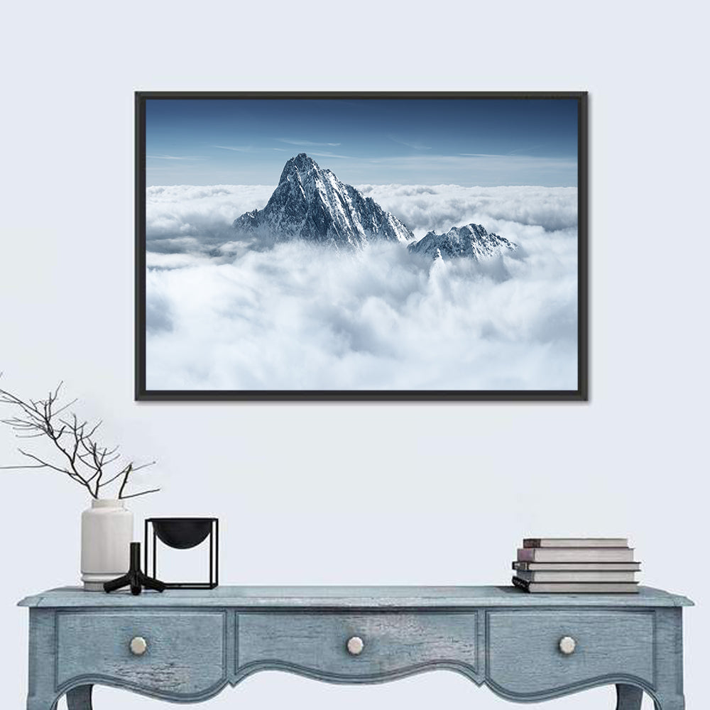 Peaks Above Clouds Wall Art in a room, landscape