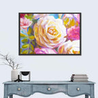 White and Gold Rose Bouquet Wall Art