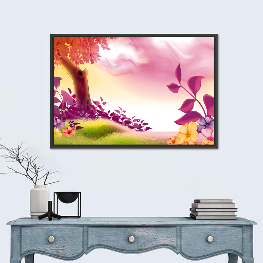 Dreamy Summer Meadow Illustration Wall Art
