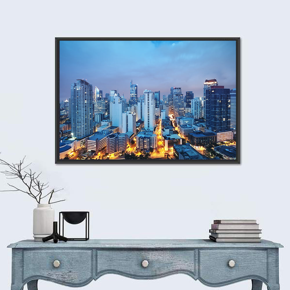 Manila Cityscape at Dusk Wall Art in a room, landscape