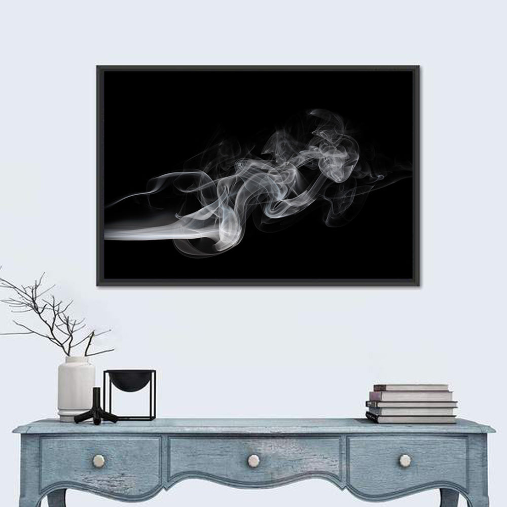 Swirling Smoke on Black Wall Art in a room, landscape