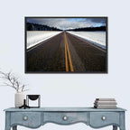 Winter Road Through Pine Forest Wall Art