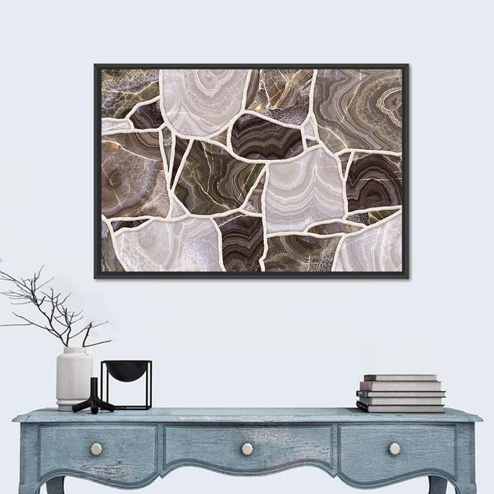 Banded Stone Mosaic Wall Art in a room, landscape