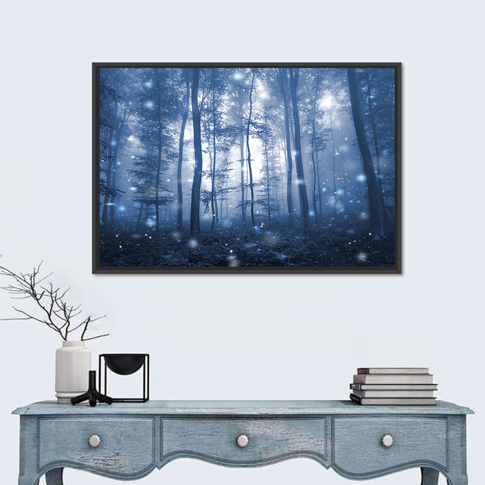 Blue Mist Forest at Twilight Wall Art