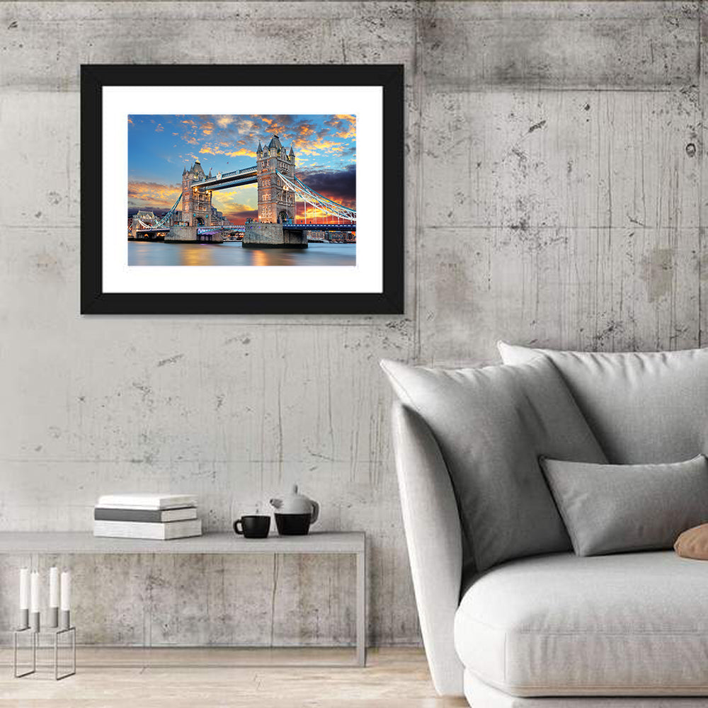 Tower Bridge at Sunset Wall Art in a room, landscape