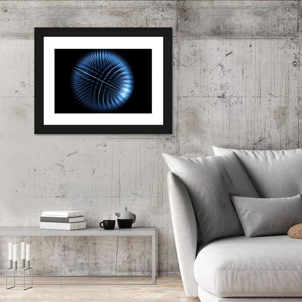 Glowing Blue Textured Sphere Wall Art