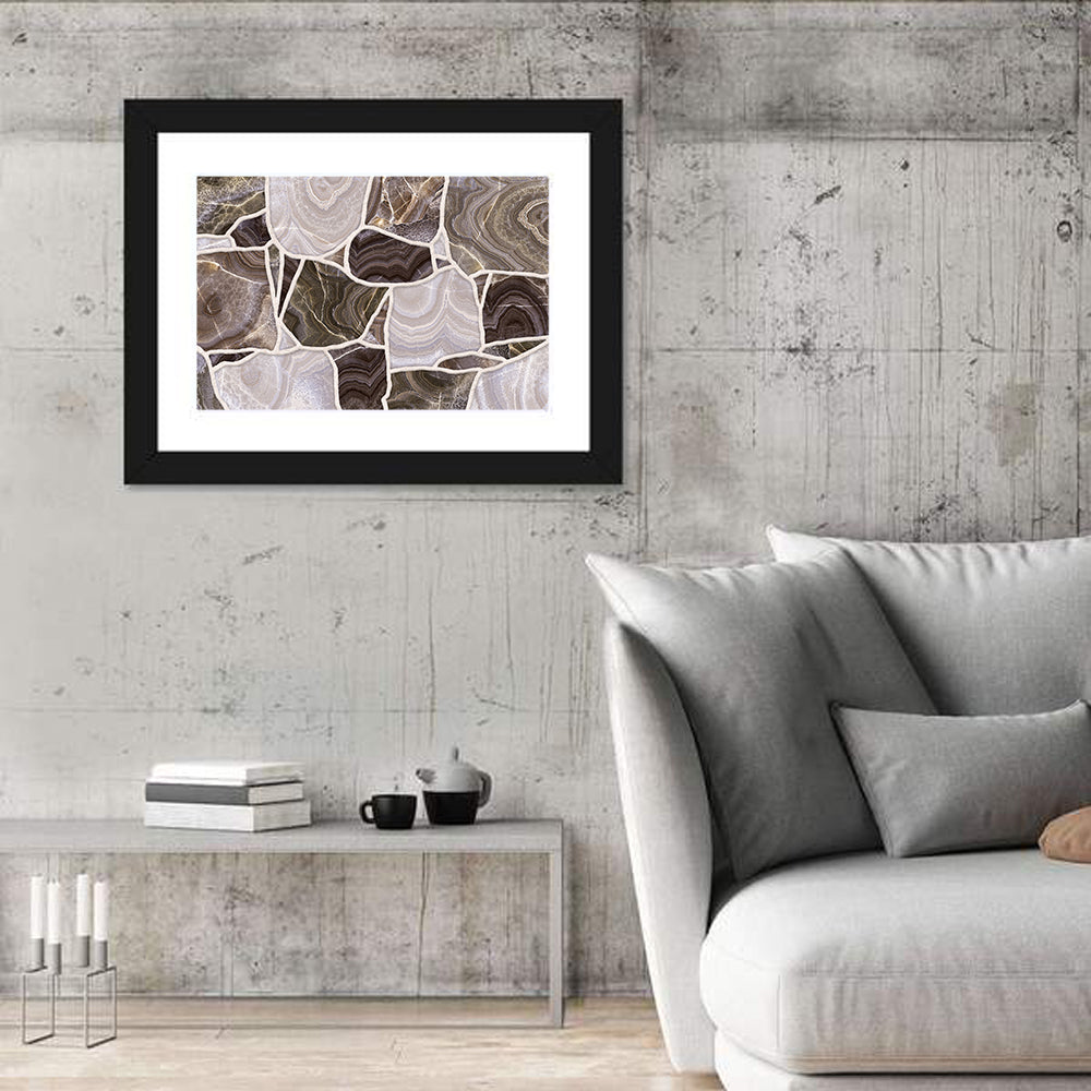 Banded Stone Mosaic Wall Art in a room, landscape