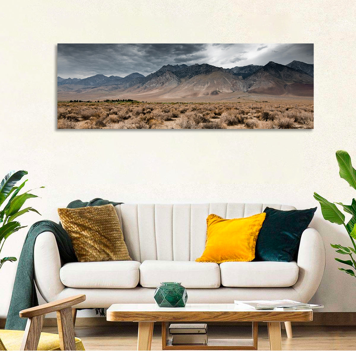 Storm Over Death Valley Wall Art in a room, panoramic