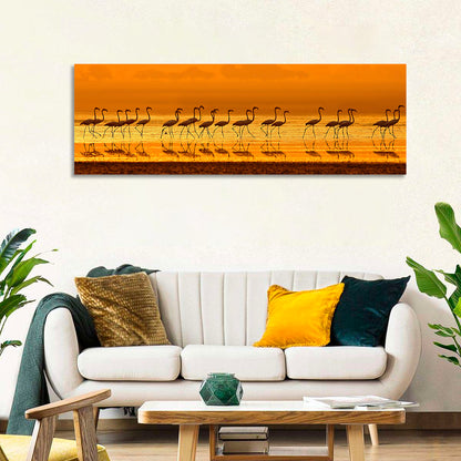 Lined Up Flamingos Wall Art