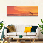 Surfer Silhouette at Golden Sunset Wall Art