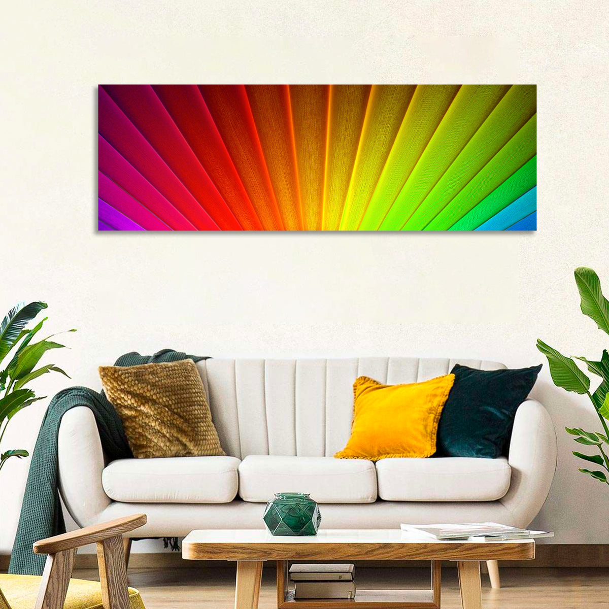 Geometric Rainbow Rays Wall Art