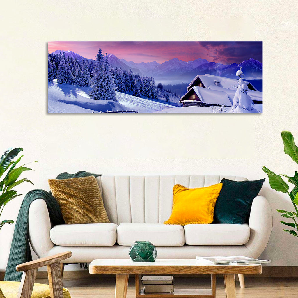 Snowy Mountain Cabin Wall Art