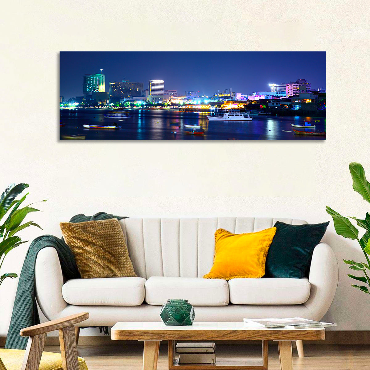 Pattaya Bay Night Skyline Wall Art