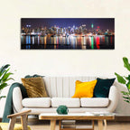 New York Skyline Mirror Reflection at Night Wall Art