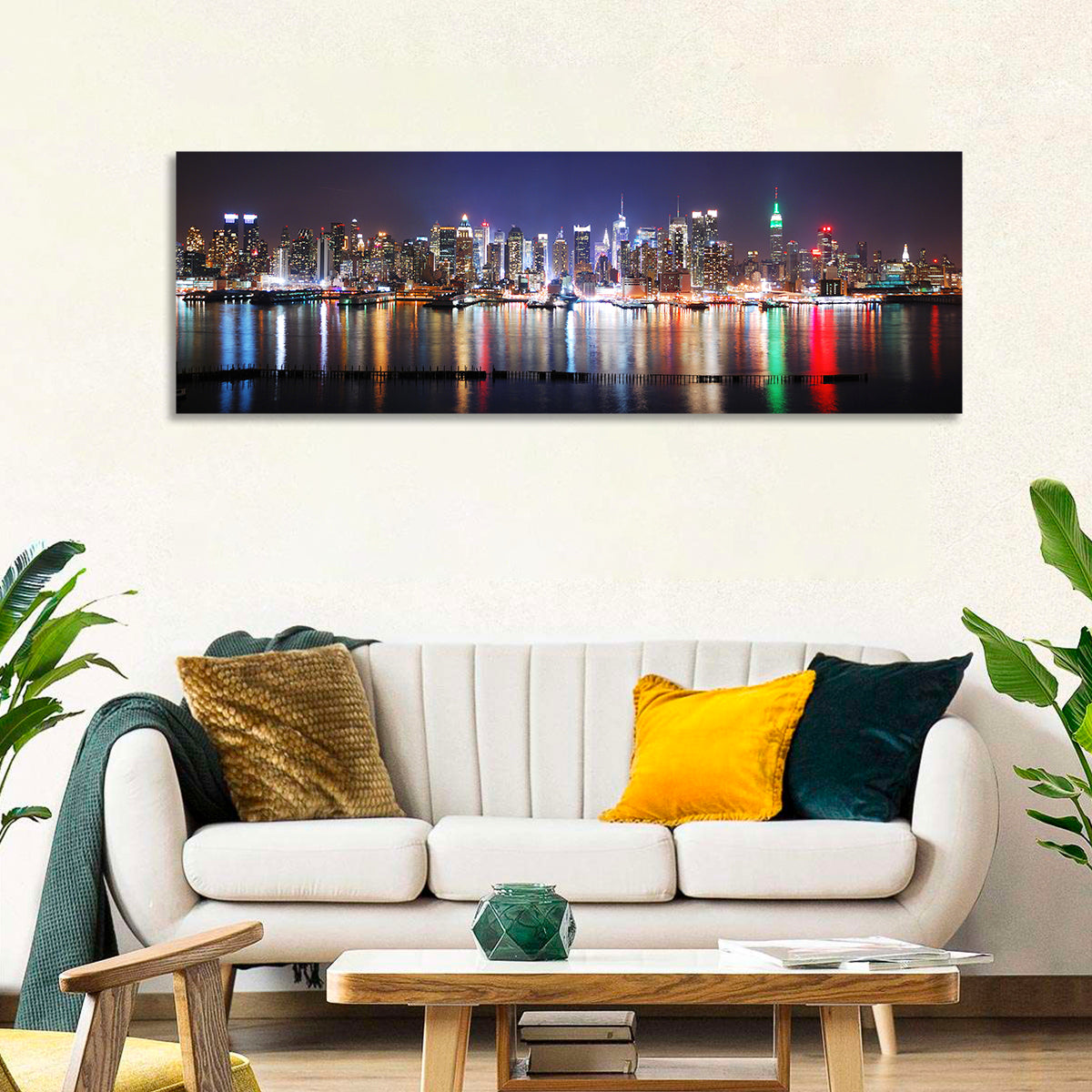 New York Skyline Mirror Reflection at Night Wall Art
