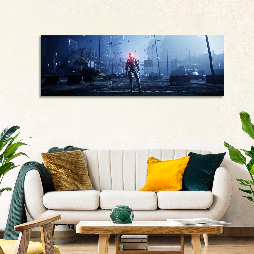 Alien Robot in Ruined City Wall Art