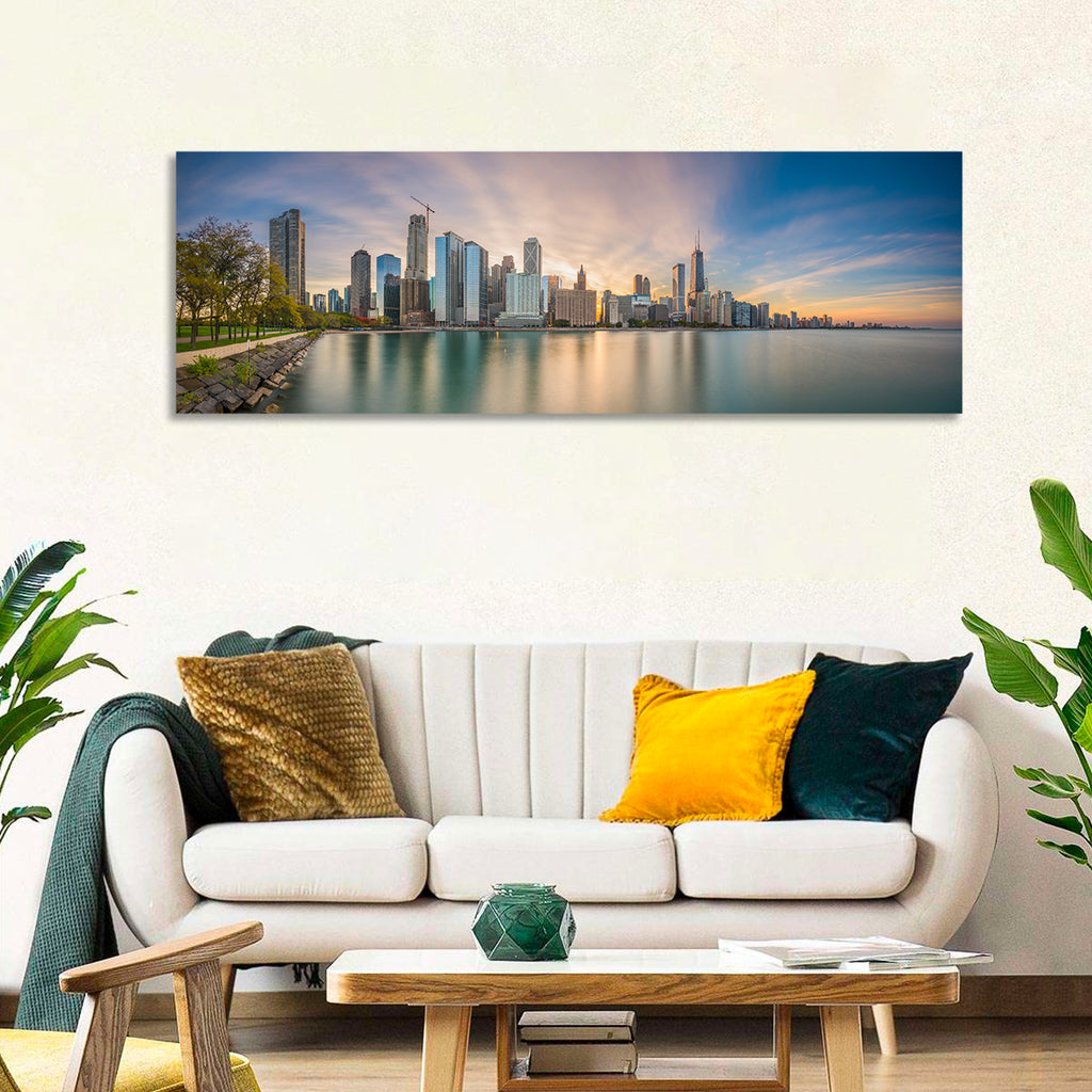 Chicago Skyline at Golden Hour Wall Art