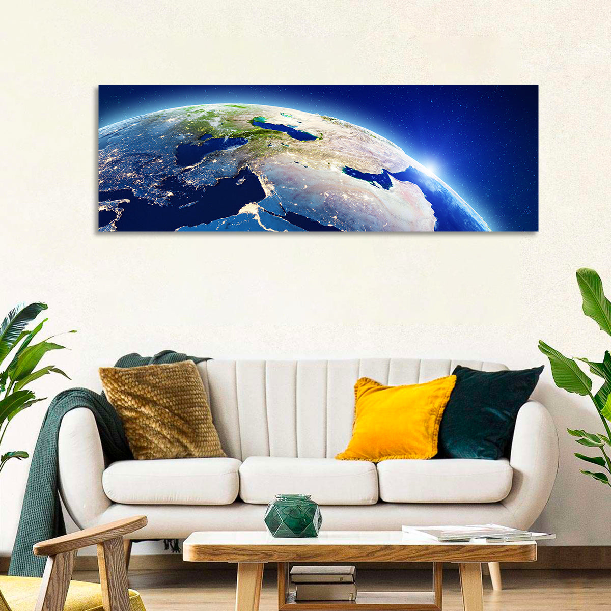 Middle East from Orbit Wall Art in a room, panoramic