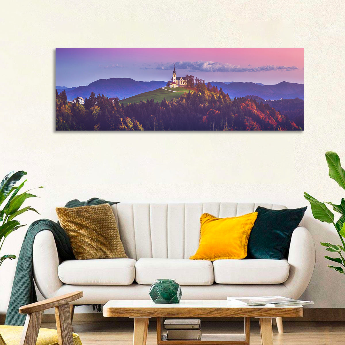 Saint Leonard Hilltop Church Wall Art in a room, panoramic