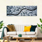 S-curve Winter Forest Road Wall Art