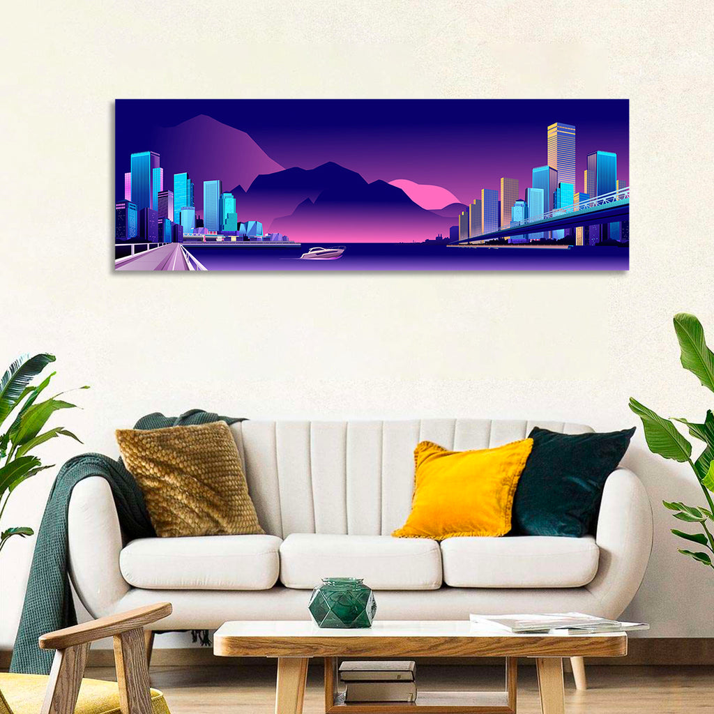 Purple Harbor Skyline Wall Art
