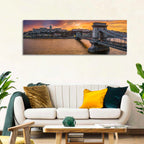 Budapest Chain Bridge at Golden Dusk Wall Art