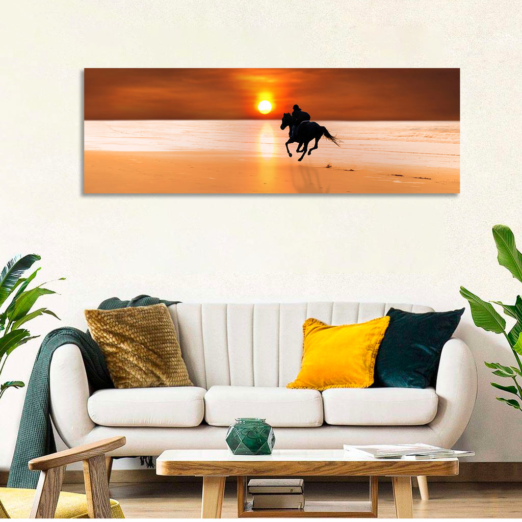 Horse and Rider at Sunset Wall Art