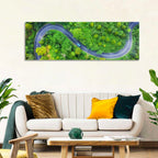 Blue Car on Summer Forest Road Wall Art