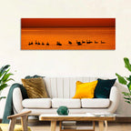 Geese Silhouettes at Orange Sunset Wall Art