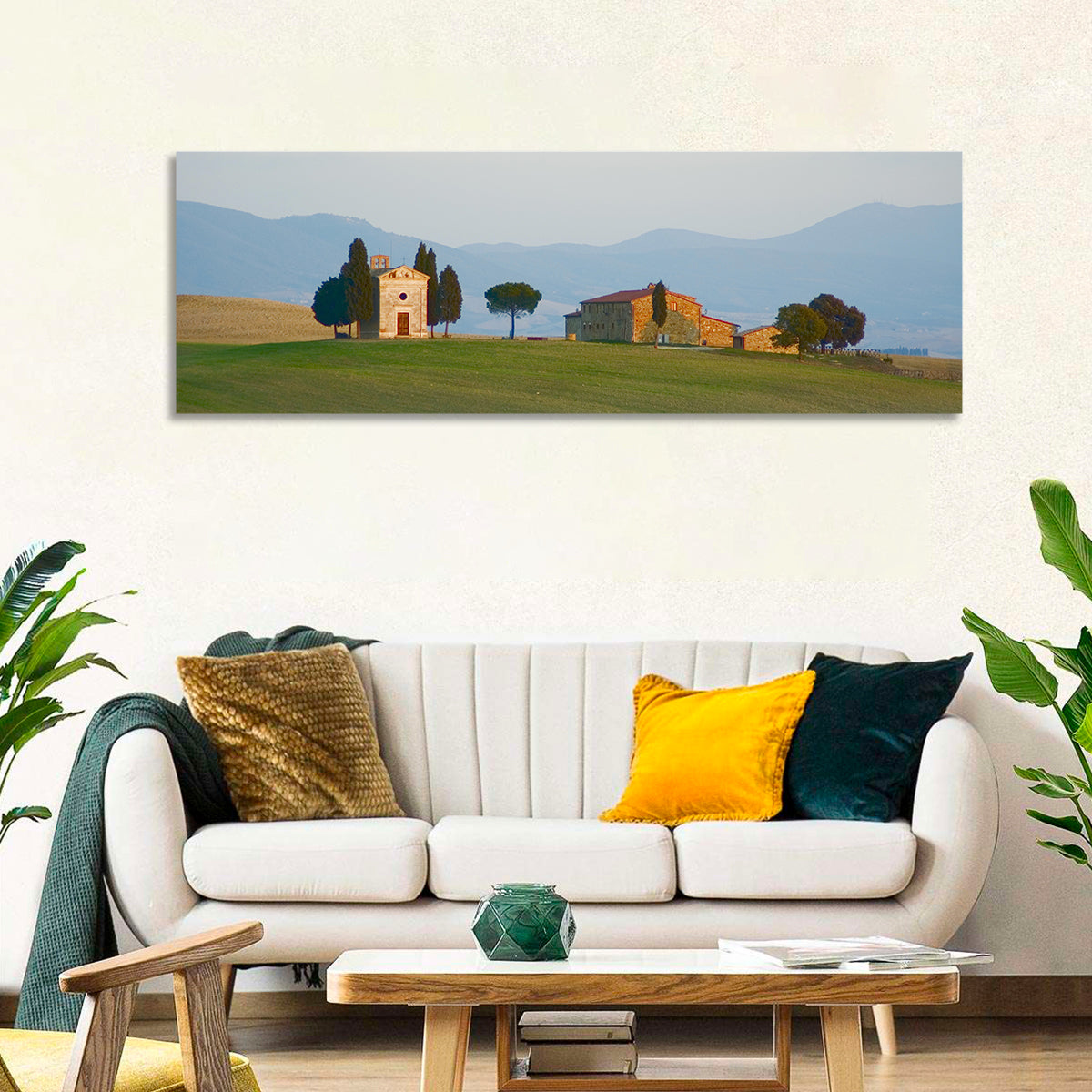 Vitaleta Chapel, Tuscany Wall Art in a room, panoramic