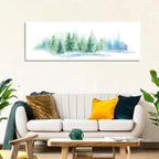 Misty Pine Forest Watercolor Wall Art