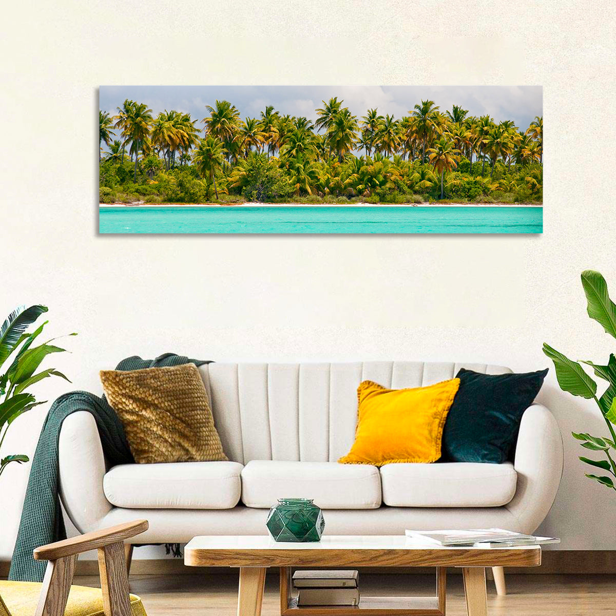 Turquoise Lagoon Palm Tree Beach Wall Art