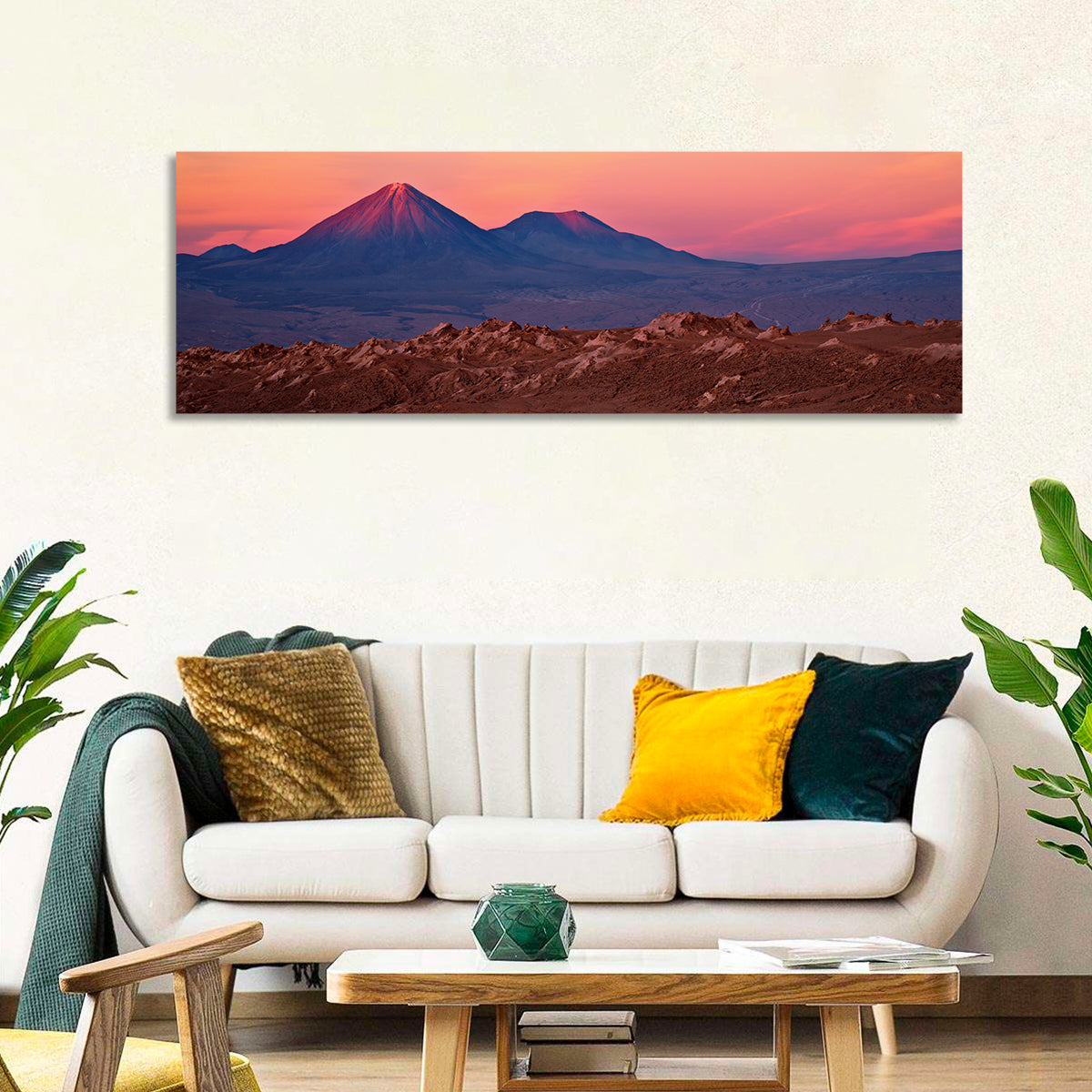 Valle De La Luna, Licancabur Volcano Wall Art in a room, panoramic