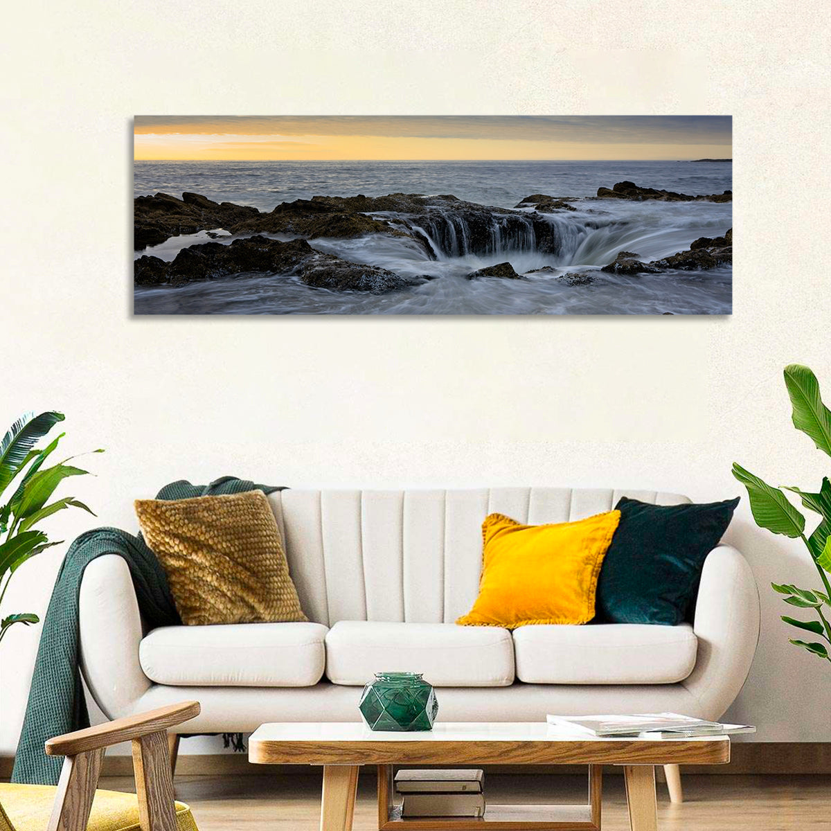 Thor's Well at Cape Perpetua Wall Art in a room, panoramic