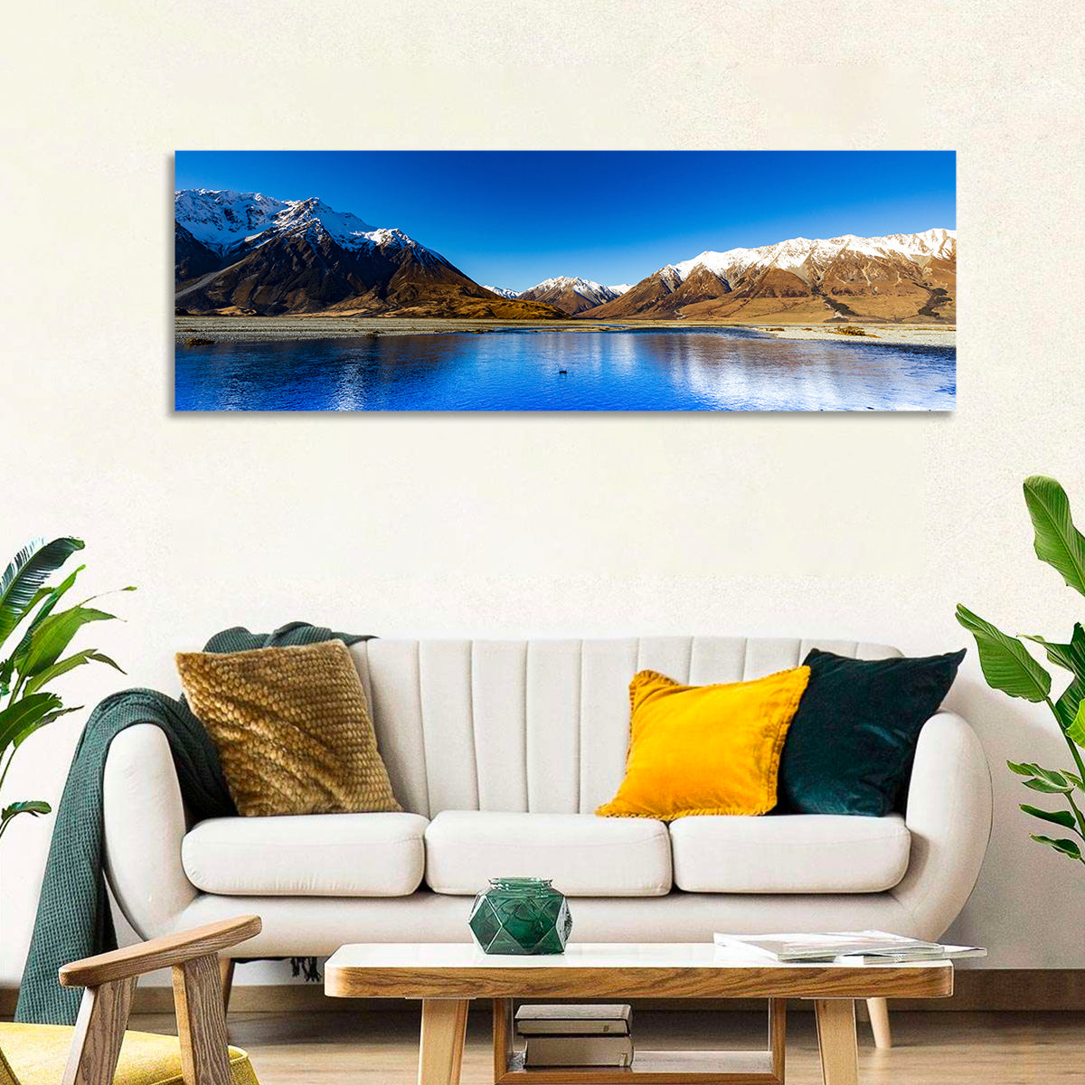 Hopkins River Reflection Wall Art in a room, panoramic