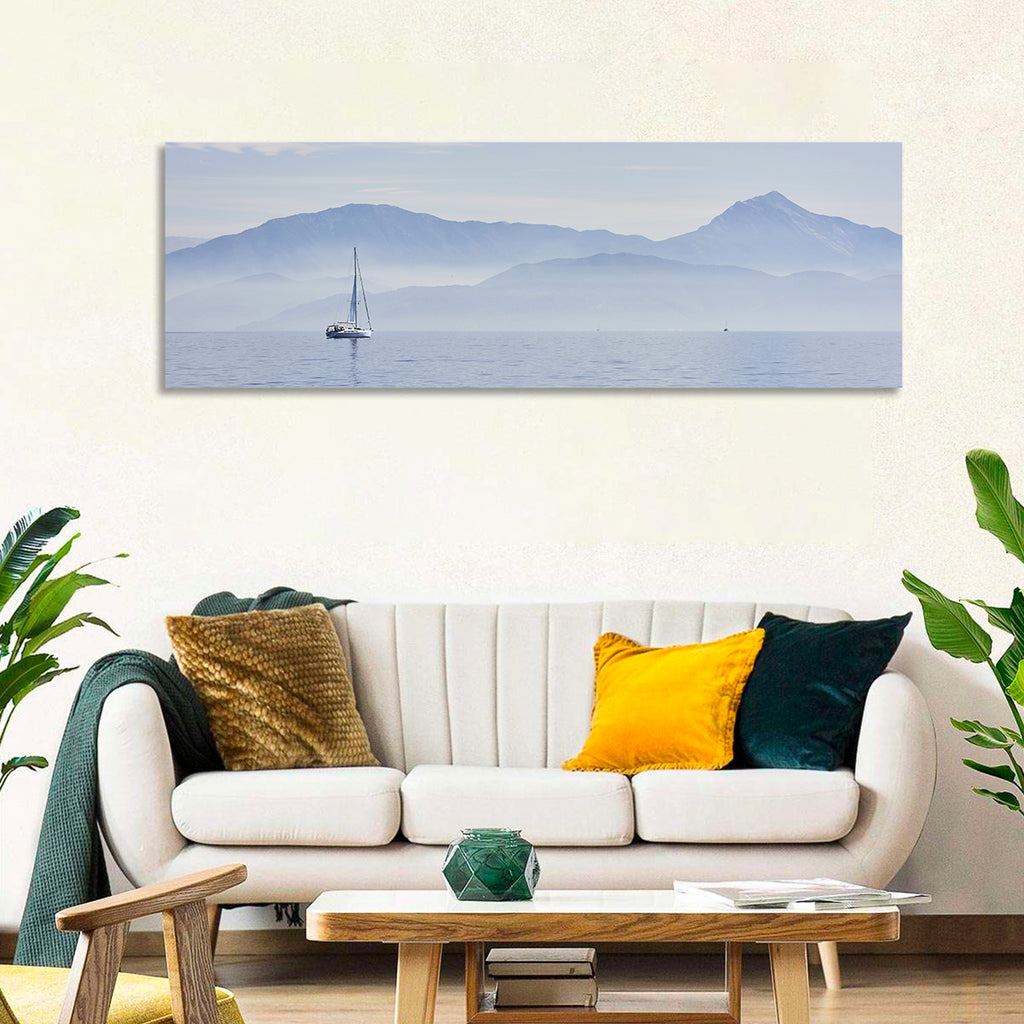 Sailboat and Misty Mountains Wall Art