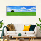 Solitary Tree Over Green Meadow Wall Art