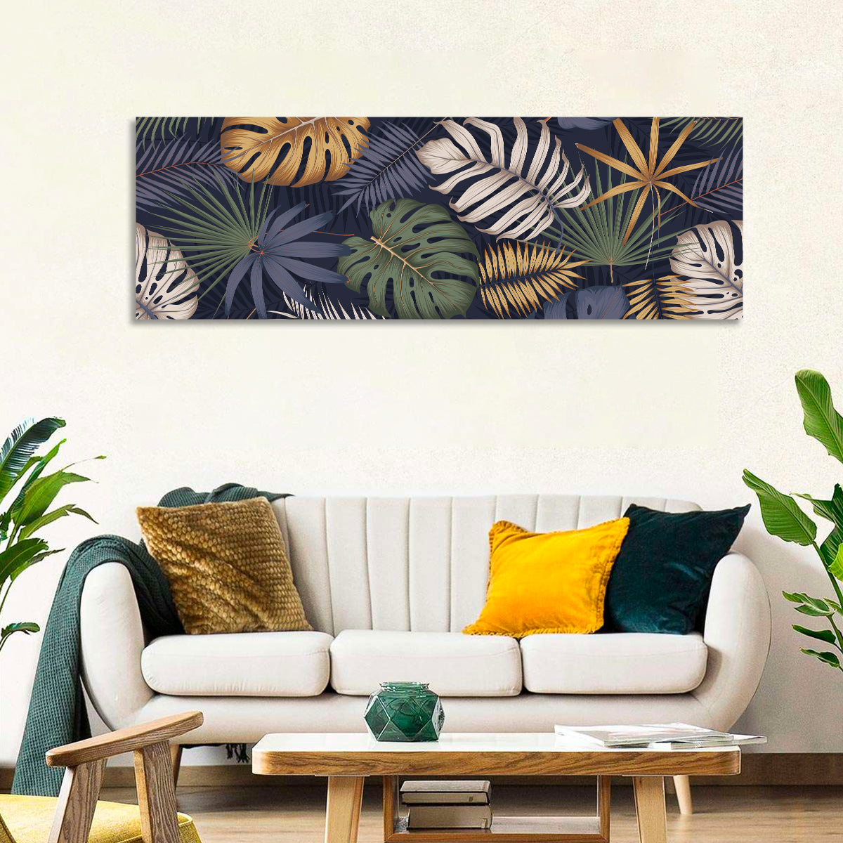 Layered Tropical Leaves Pattern Wall Art