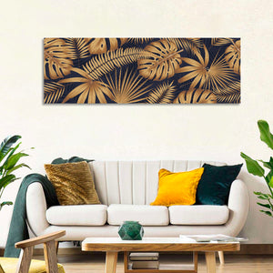 Golden Tropical Leaves Wall Art