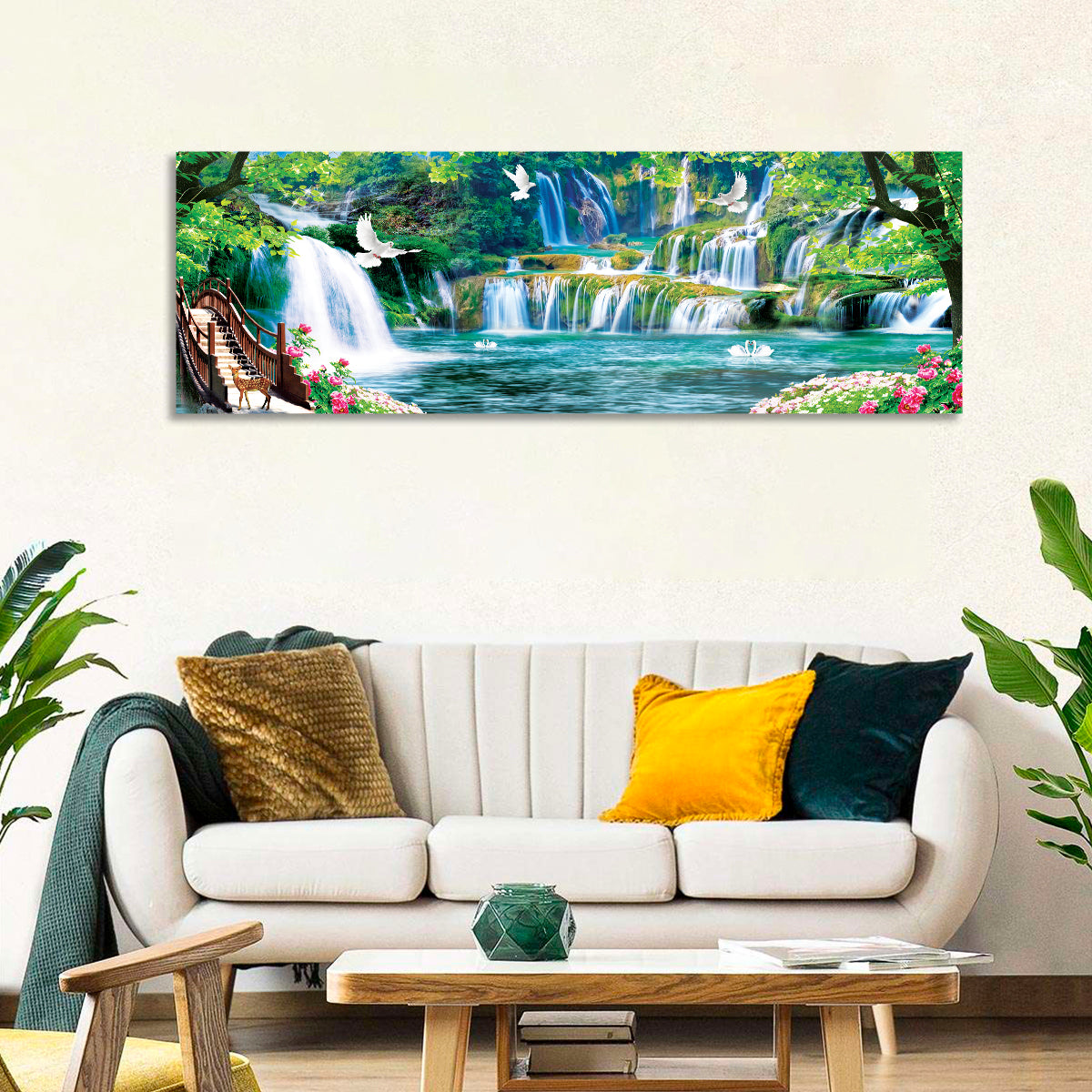 Heavenly Waterfall Scene Wall Art